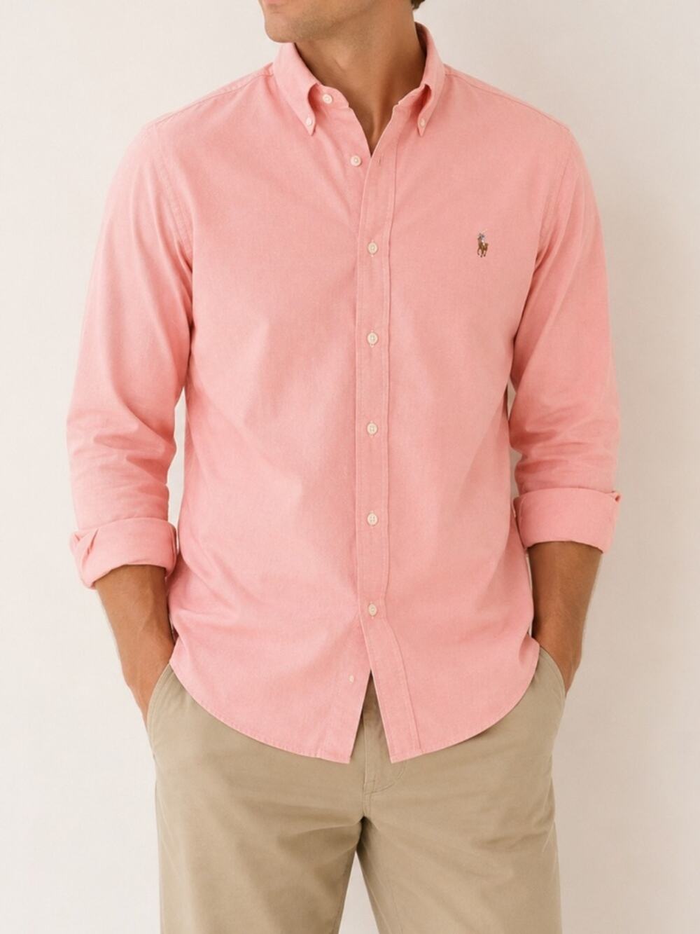 Polo Ralph Lauren Classic Fit Salmon Pink Oxford Button Down Shirt Mens 18 (XL)